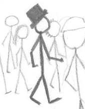 Walking A Crowd of Walking Stick Figures